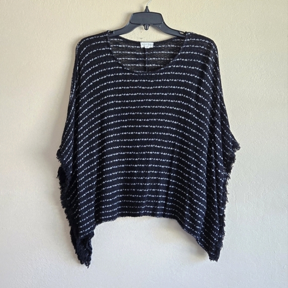 Maison Jules Black Striped Poncho Pullover Knit Sweater Size Small - Picture 9 of 9